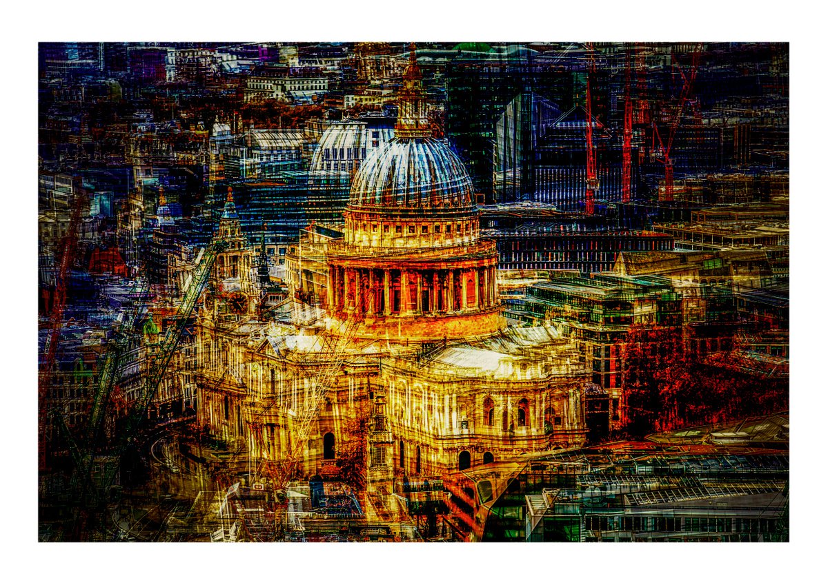 London Views 3. Abstract Aerial View of St Pauls Carthedral Limited Edition 1/50 15x10 inc... by Graham Briggs