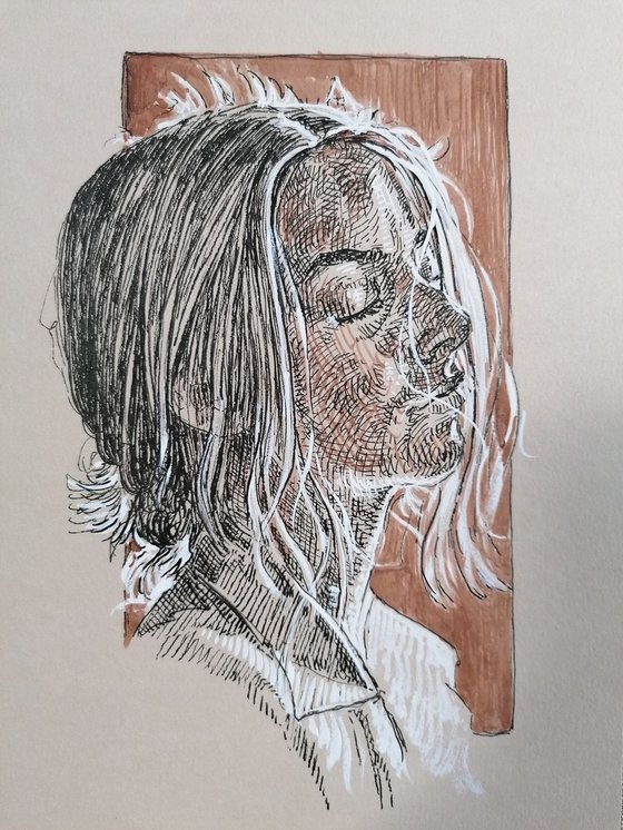 Woman portrait. Girl portrait. Portrait on paper