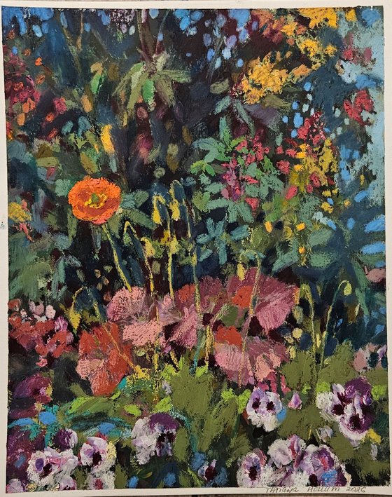 Hidden Poppy, semi-abstract floral painting