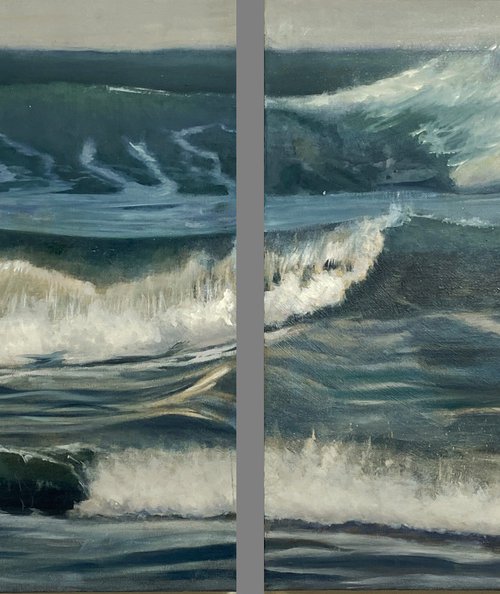 Refreshed by the Sea (diptych) by Dennis Crayon