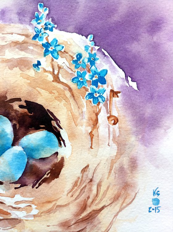 Romantic watercolor sketch "Nest"