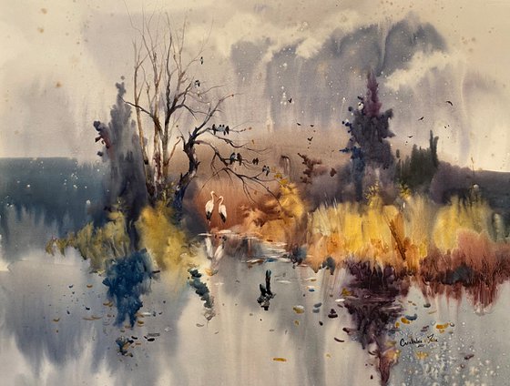 Watercolor “Autumn is leaving” perfect gift