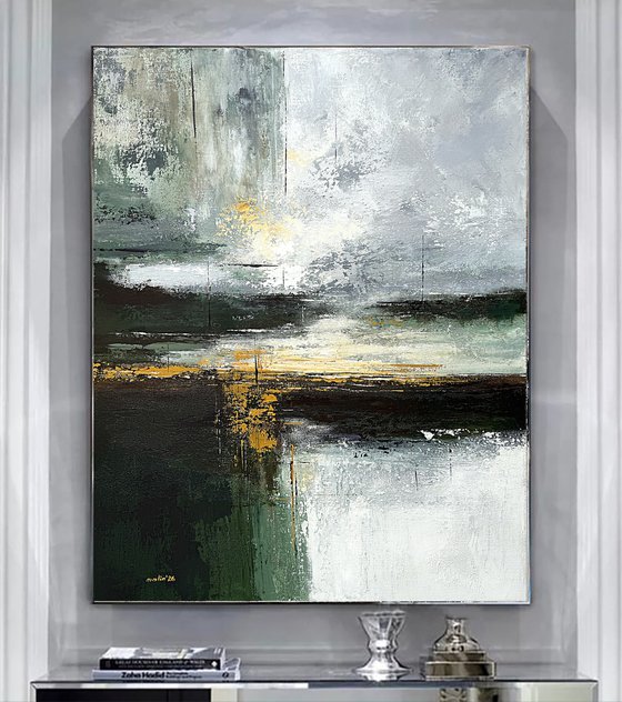 Ochre Light Across Green Depths