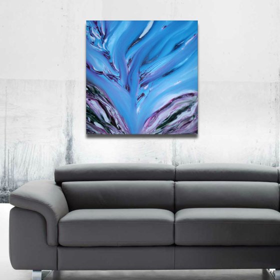 Sinuous torment - 50x50 cm, Original abstract painting, oil on canvas
