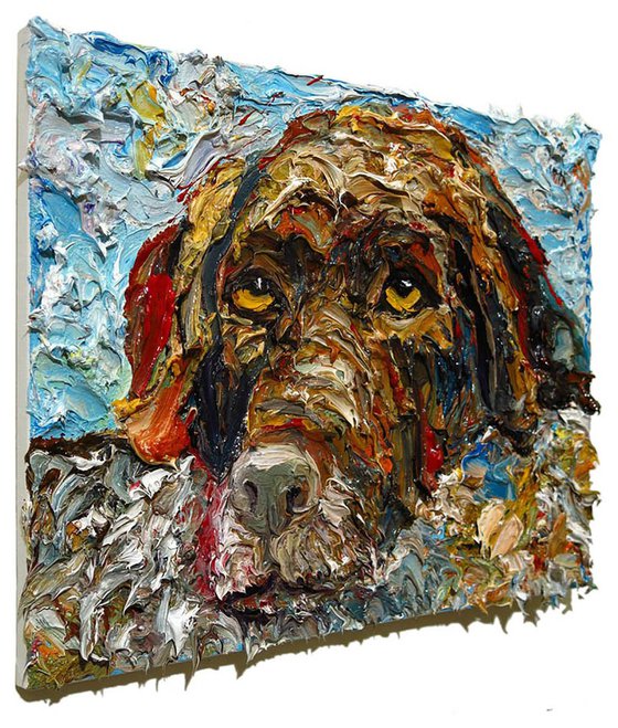 Original Oil Painting Abstract Expressionism Impressionism Dog