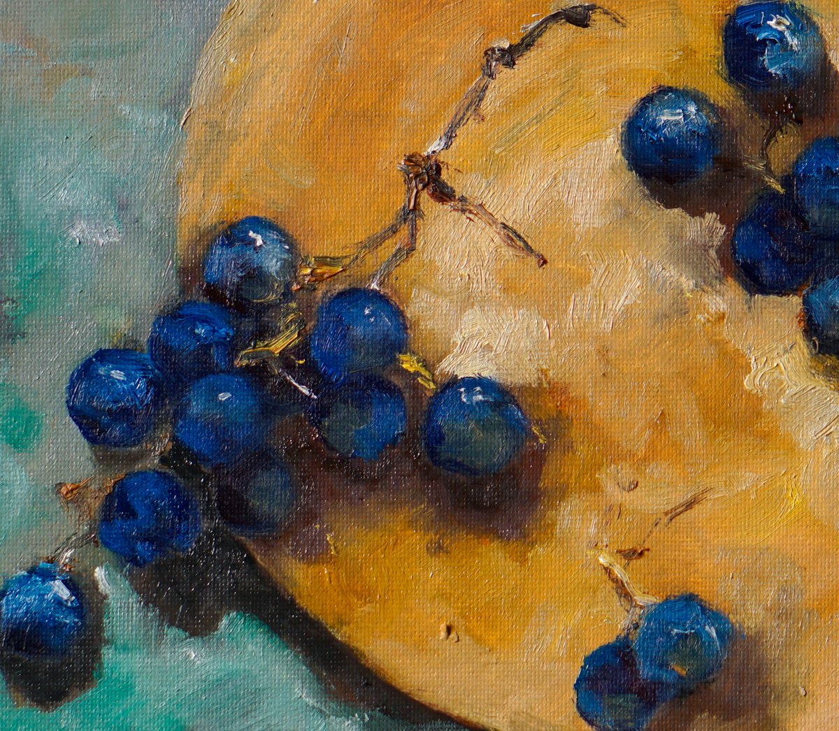 Impressionistic Still Life Oil Painting By Pavel Filin, 12 X 9", Grape, Original Artwork