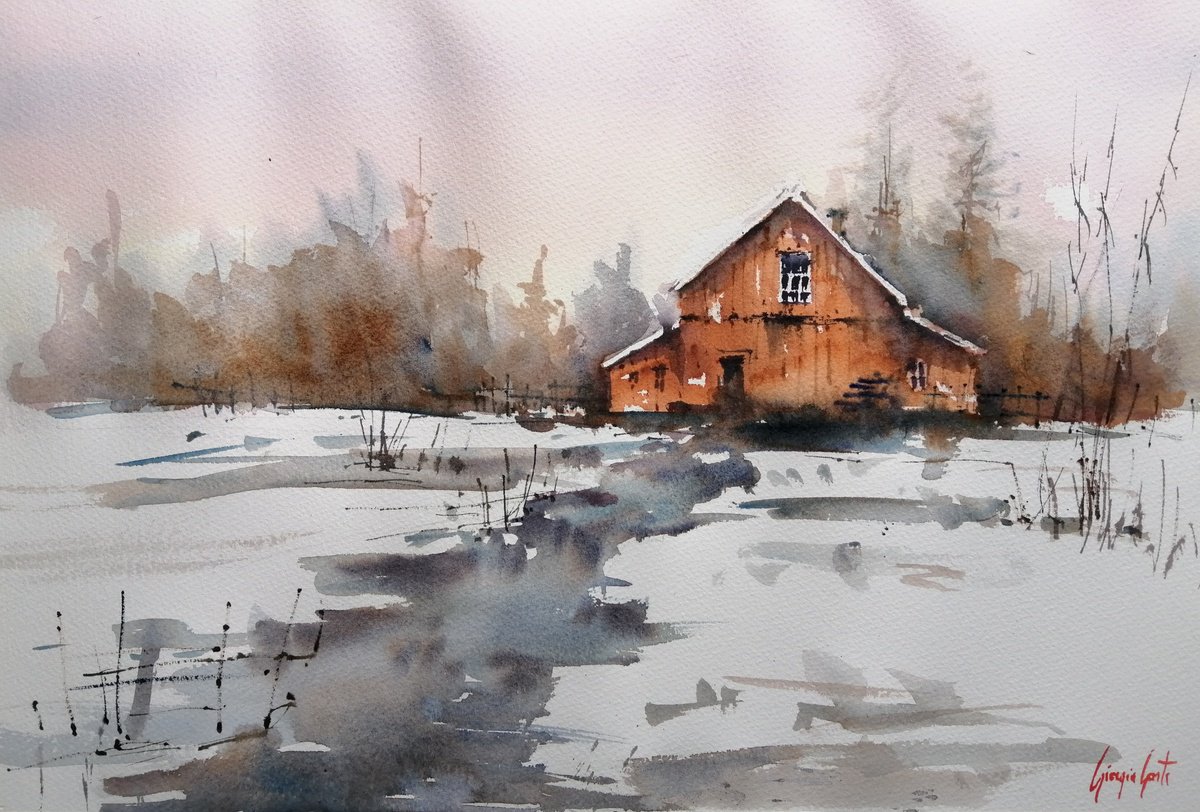 Impressionistic Watercolour , Old Barn 9 By Giorgio Gosti, 21 X 14, Artwork For Sale On Artfinder