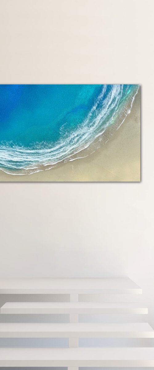 Our white sand beach - aerial ocean painting by Ana Hefco