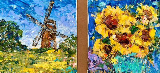 Windmill and Sunflowers