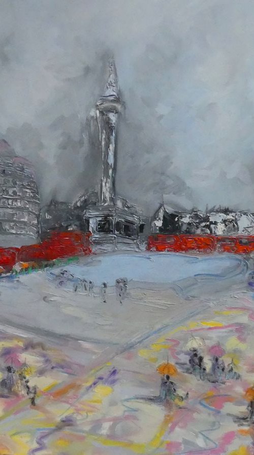 Londoners in the Rain by Lesley Blackburn