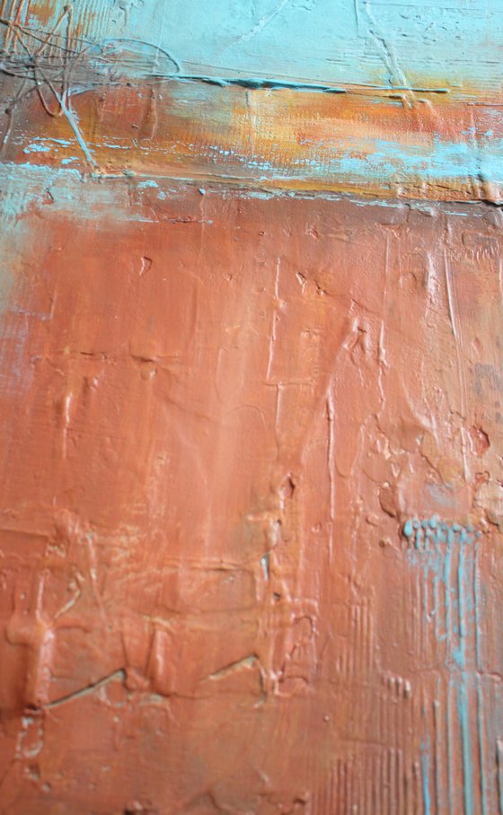 Uncovered Orange - Orange and Blue Texture Art