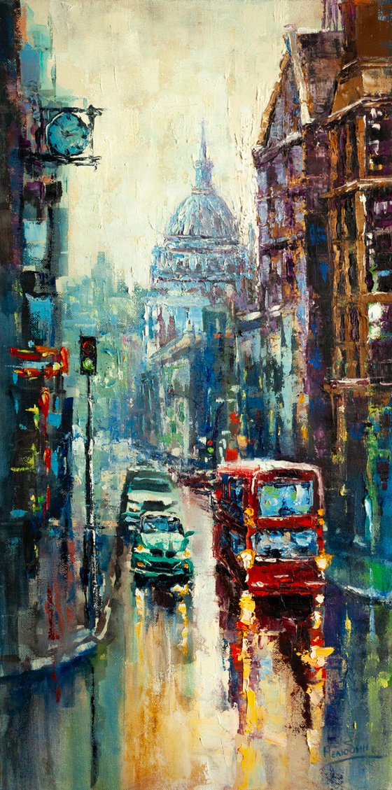 "Street after rain" London , cityscape