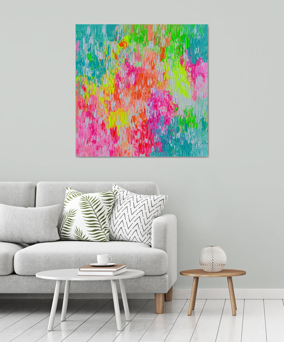 Tranquil 22 - XL 100x100x2 cm Big Painting,  Large Abstract Painting - Ready to Hang, Canvas Wall Decoration