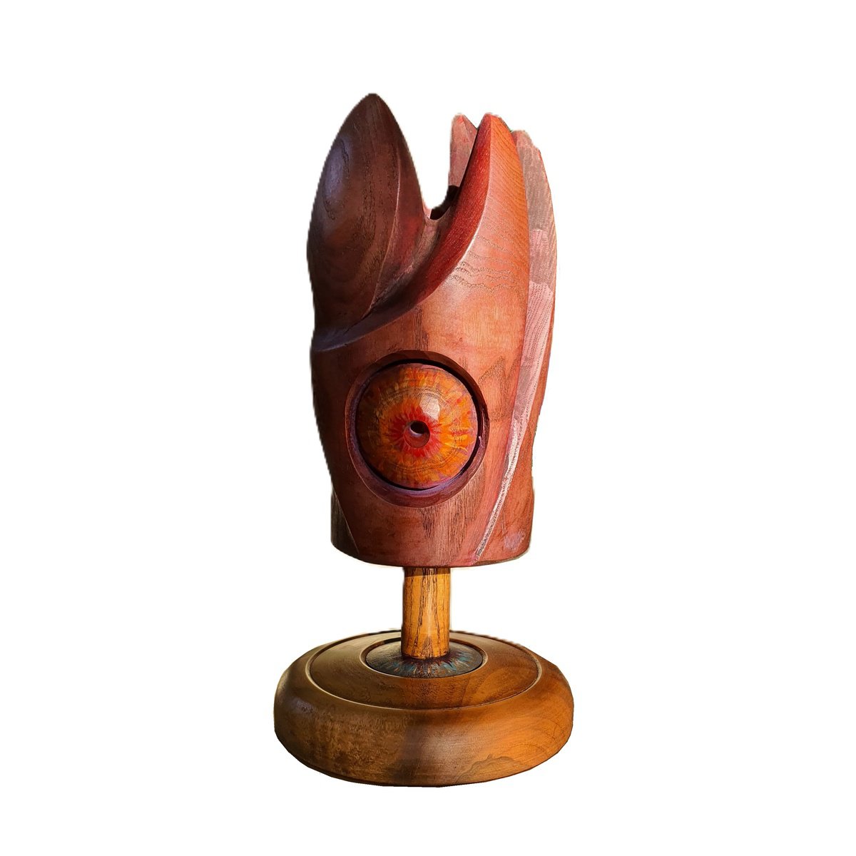 Surrealistic Botanical Wood Sculpture By George Troyanov, 7 X 13, New Life, Original Artwork