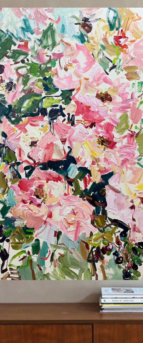 August. Roses and blackberries by Lilia Orlova-Holmes
