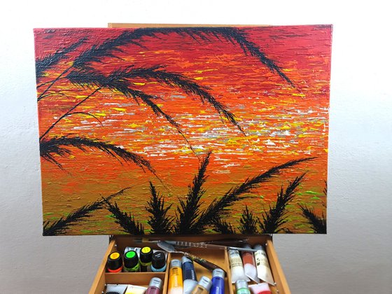 Red Sunset In The Grass