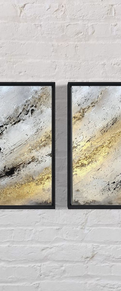 Black & Gold (diptych) by Sarah Berger