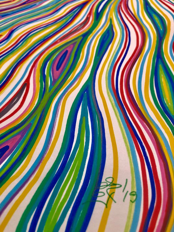 Début 40- Abstract Optical Art - Colourful Waves