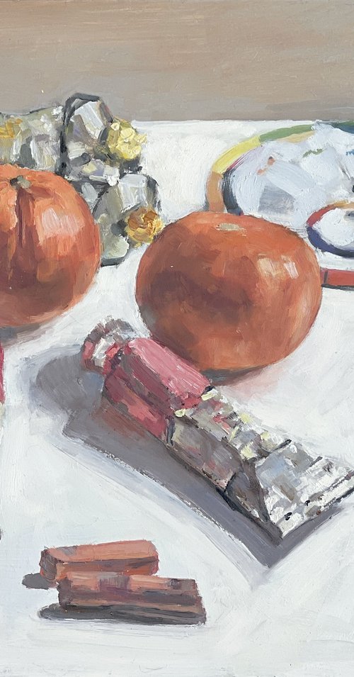 Clementines in the studio by Louise Gillard