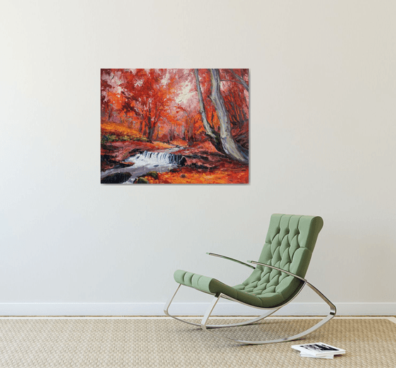 " river in autumn forest "