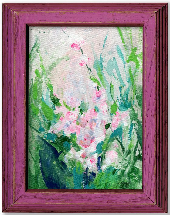 Shabby Chic Charm 30 - Framed Floral art in Painted Distressed Frame by Kathy Morton Stanion
