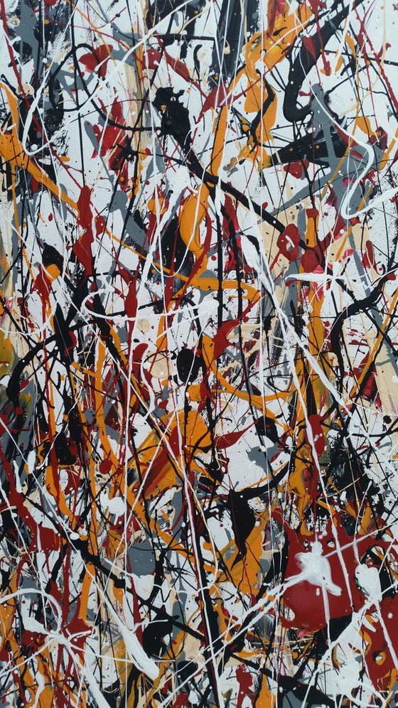 Abstract JACKSON POLLOCK style ACRYLIC Painting on CANVAS by M. Y.