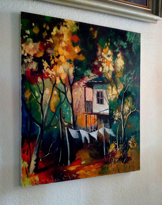 " Forest House " -  50 x 60cm Original Oil Painting