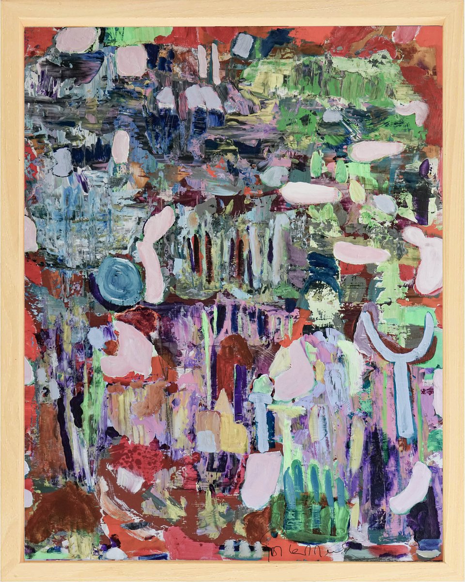 Organic Abstract Acrylic Painting By Geert Lemmers Fpa, 33 X 41, Plateau Der Menschheit 72, Original Artwork