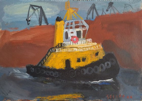 Tugboat with cranes