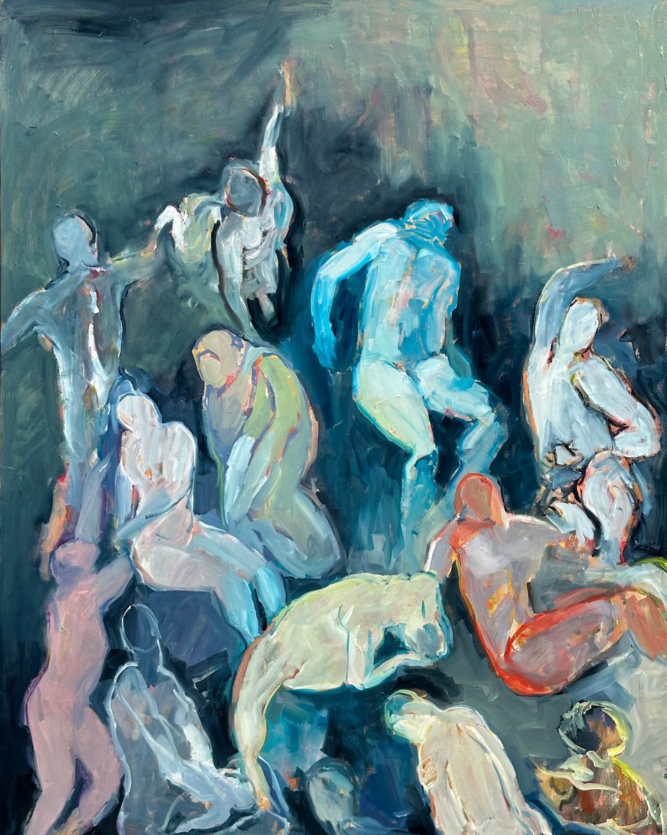 Abstract Oil Painting By Arun Prem, 48 X 60, Waking From A Dream, Original Artwork