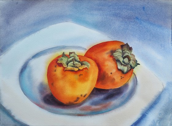 Persimmons on plate