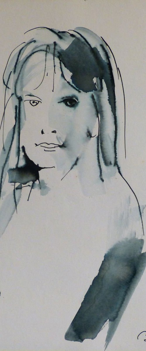 Vintage Portrait, 24x32 cm by Frederic Belaubre