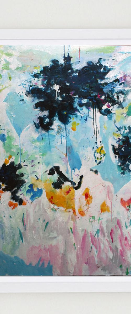Large abstract 140x100 Mirka's  backyard by Veljko  Martinovic