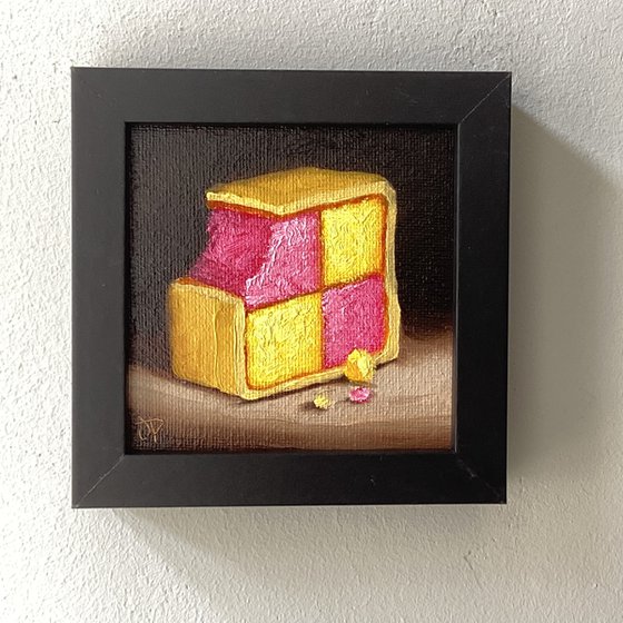 Little Battenberg cake slice