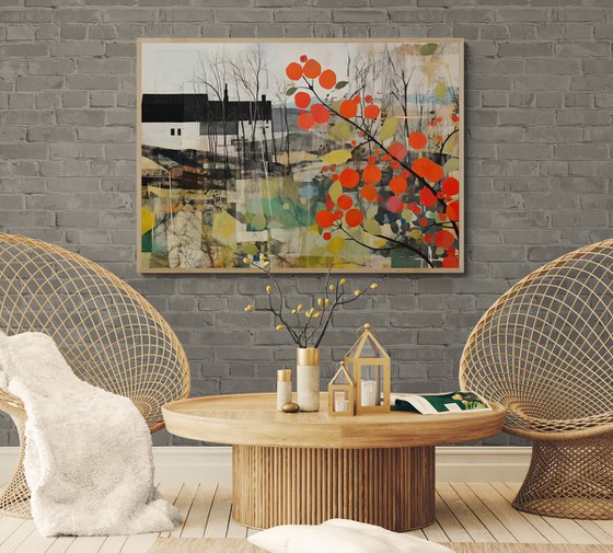 Red viburnum on a green glade #3