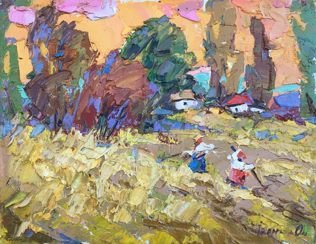 Impressionistic Landscape Oil Painting By Kalenyuk Alex, 10 X 8", Summer Day On The Field, Original Artwork