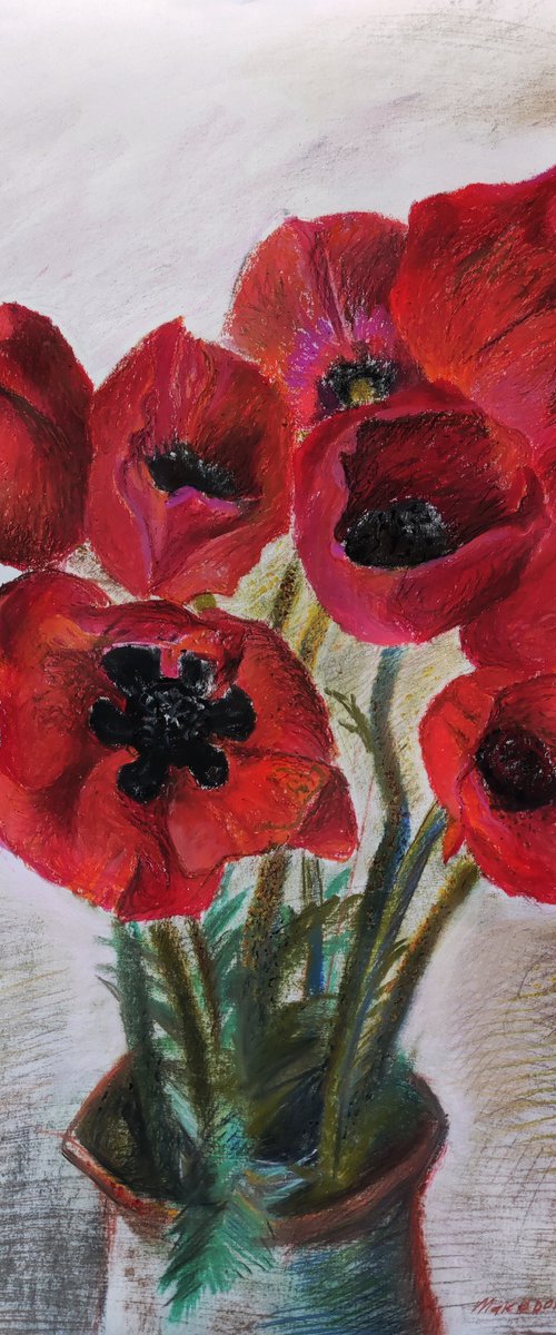 Red poppies by Pavlo Makedonskyi