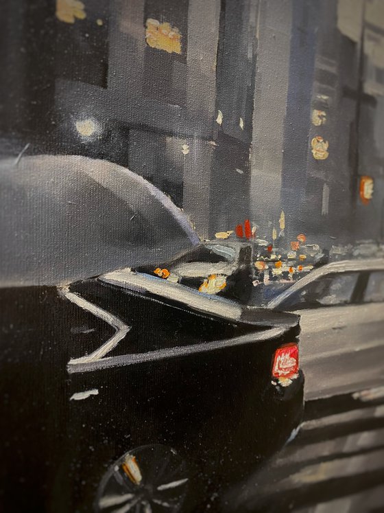 "New York Rain" 100x100 original oil painting