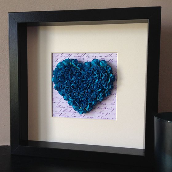 Old letter of Love - Blue heart , 2016 Heart of Roses