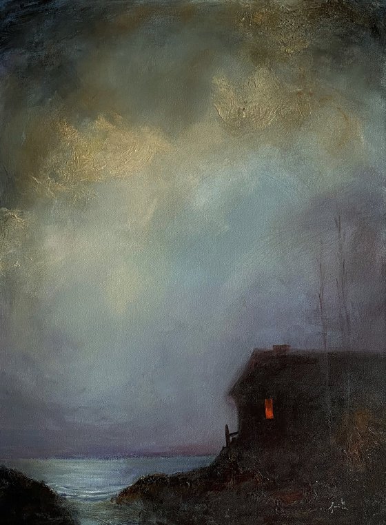 dark stormy sky painting