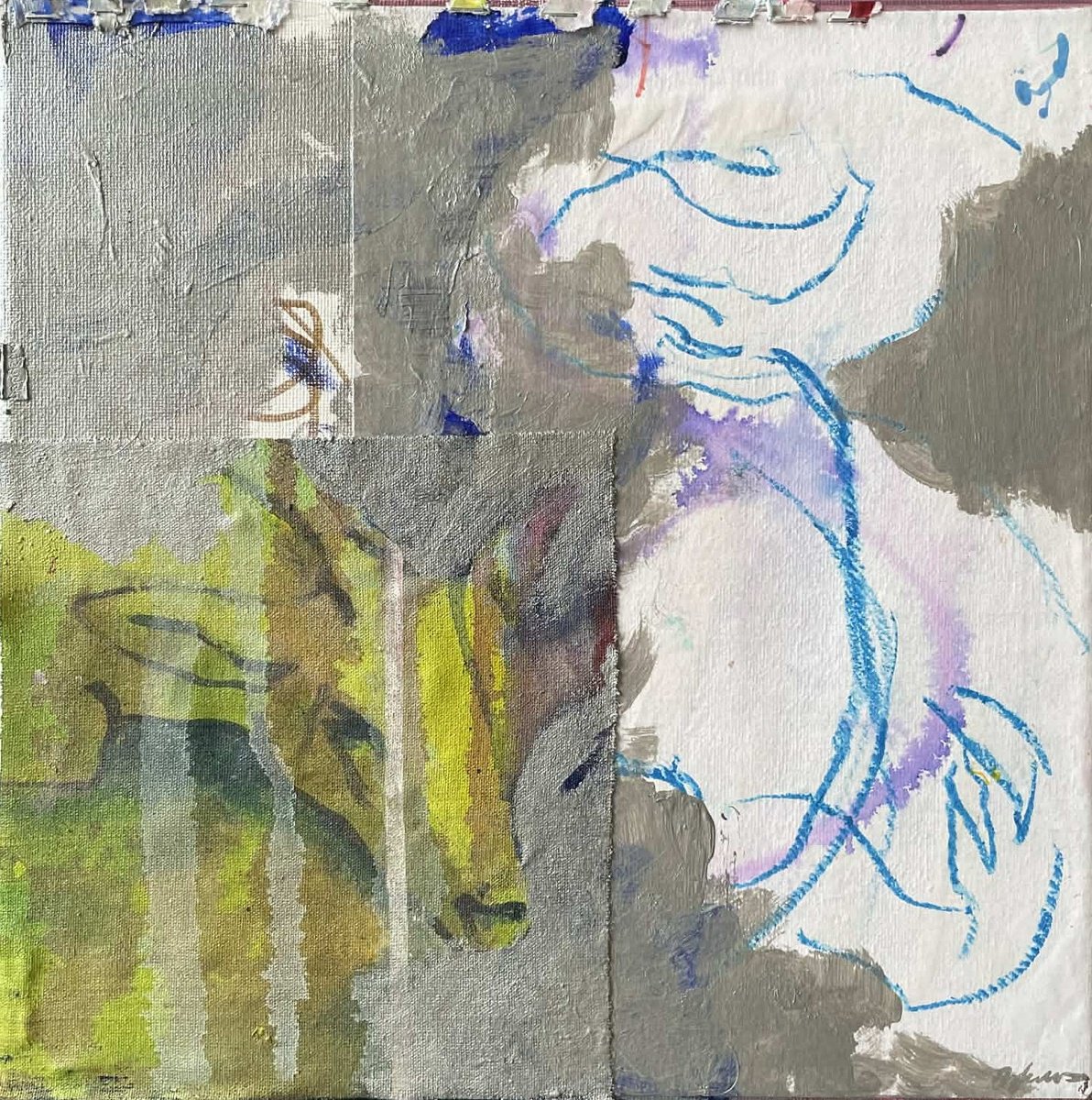 Abstract Animal Painting By Gela Mikava, 12 X 12, Untitled, Original Artwork