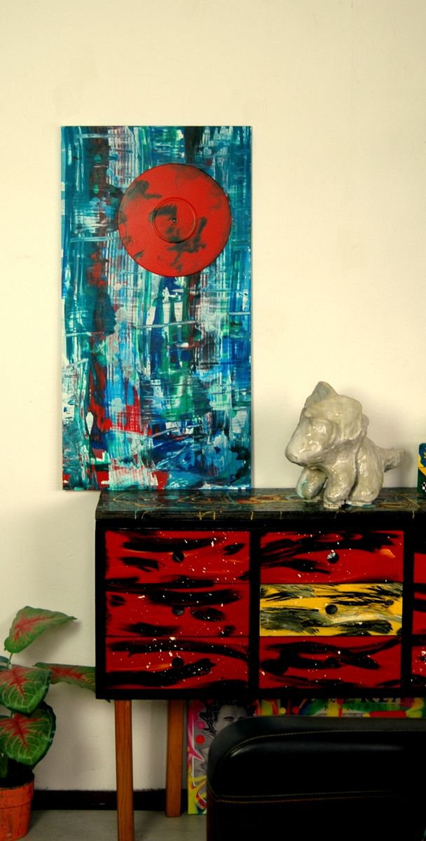 Abstract Acrylic Painting By Cb., 17 X 24, Abstract On Mdf 28, Original Artwork