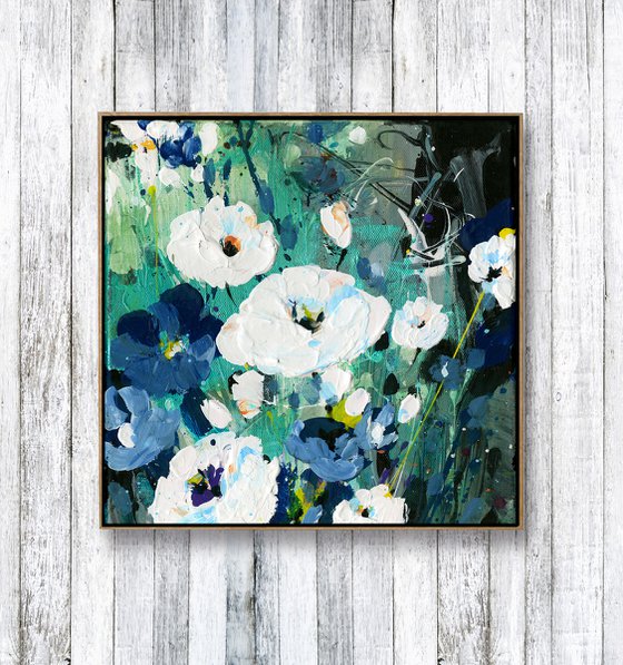 In The Moon Garden - Textured Floral Painting by Kathy Morton Stanion
