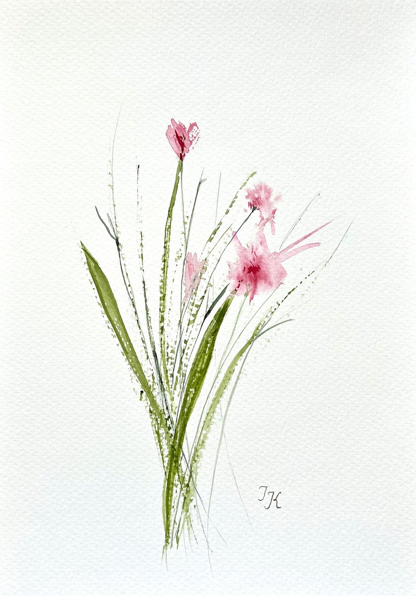 Organic Botanical Watercolour By Tetiana Kovalova, 9 X 13", Fantasy Flowers #4, Original Artwork