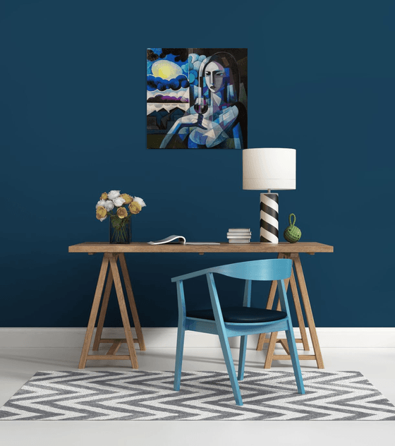 Night (60x60cm,  oil painting, ready to hang)