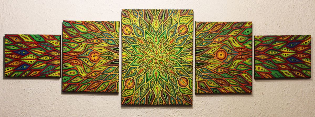 Abstract Acrylic Painting By Jonathan Pradillon, 51 X 16, Colorful Diffusion, Original Artwork