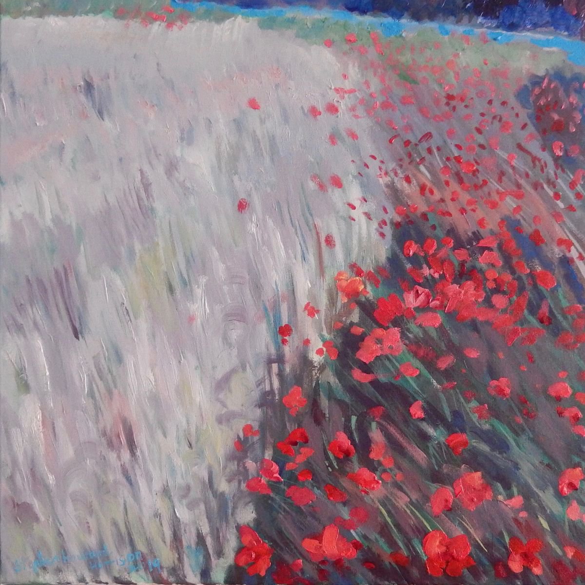 Impressionistic Botanical Oil Painting By Stephen Howard Harrison, 24 X 24", 