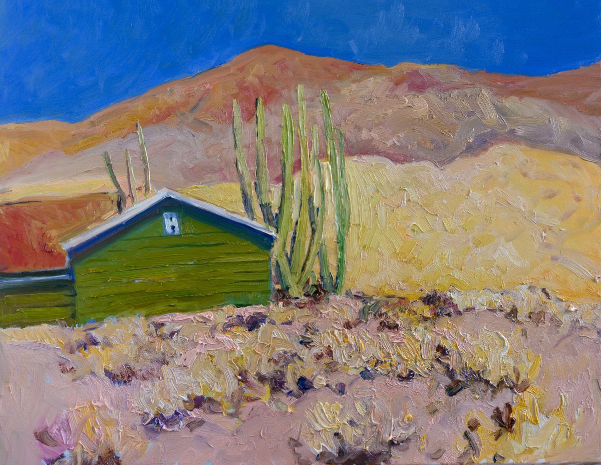 Expressive Oil Painting , Green House In The Desert By Suren Nersisyan, 28 X 22, Artwork For Sale On Artfinder