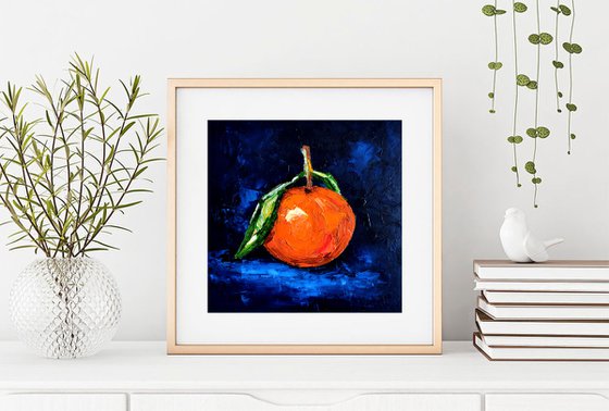 Tangerine Painting Fruit Original Art Orange Small Artwork Citrus Wall Art