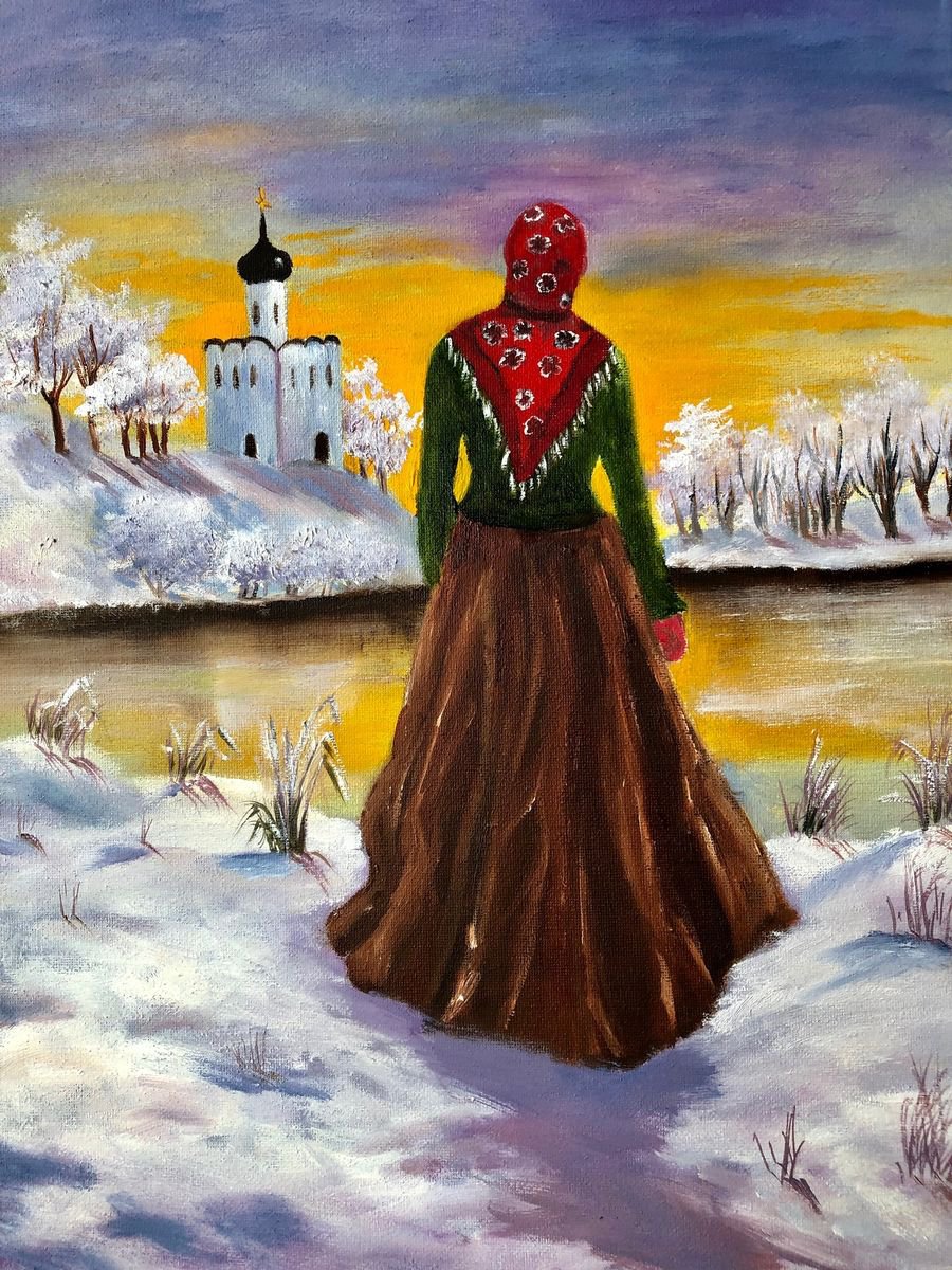 Expressive Portrait Oil Painting By Inna Montano, 12 X 16, Amazing Grace, Original Artwork